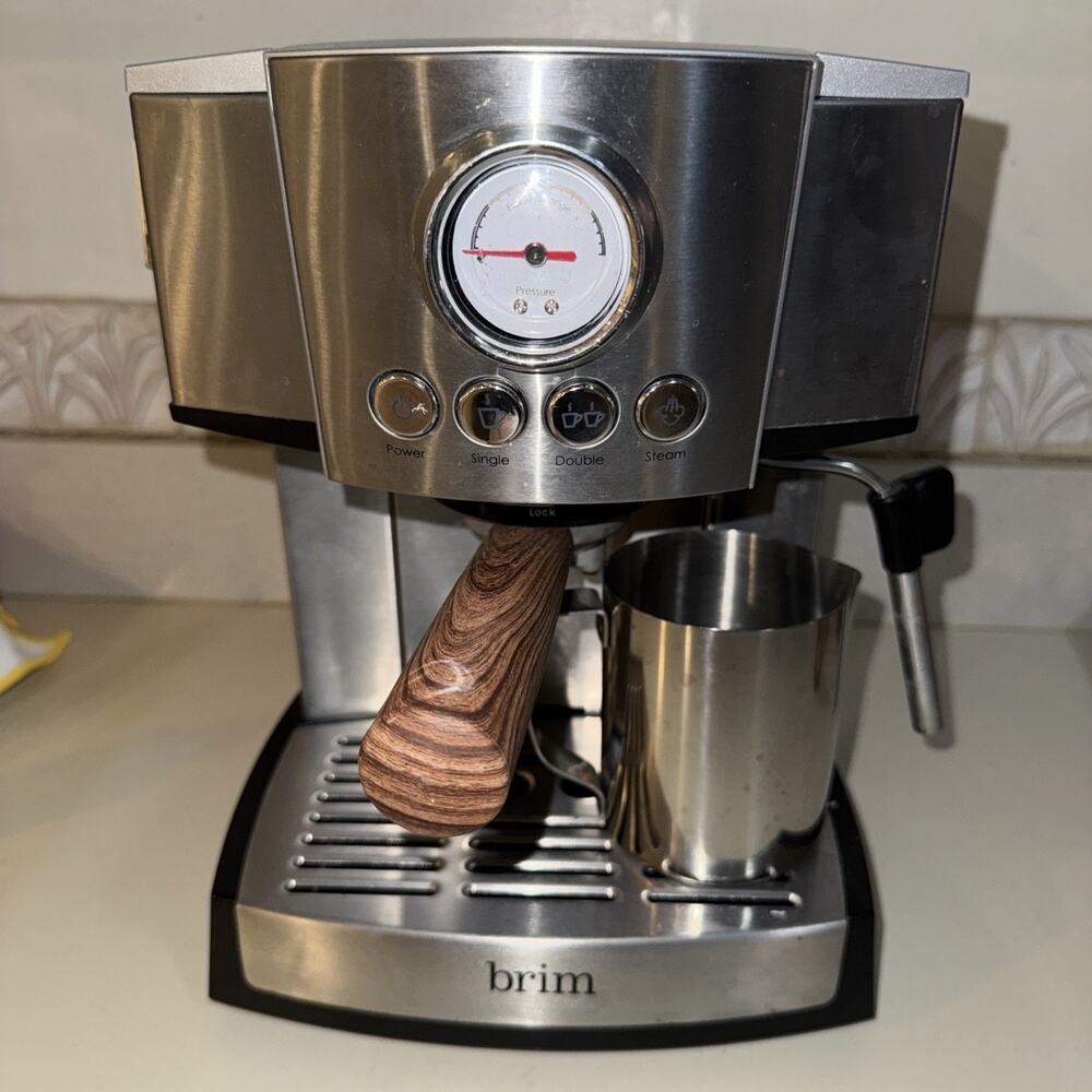 brim 15 Bar Espresso Machine Cappuccino Americano Latte Maker - With Cup